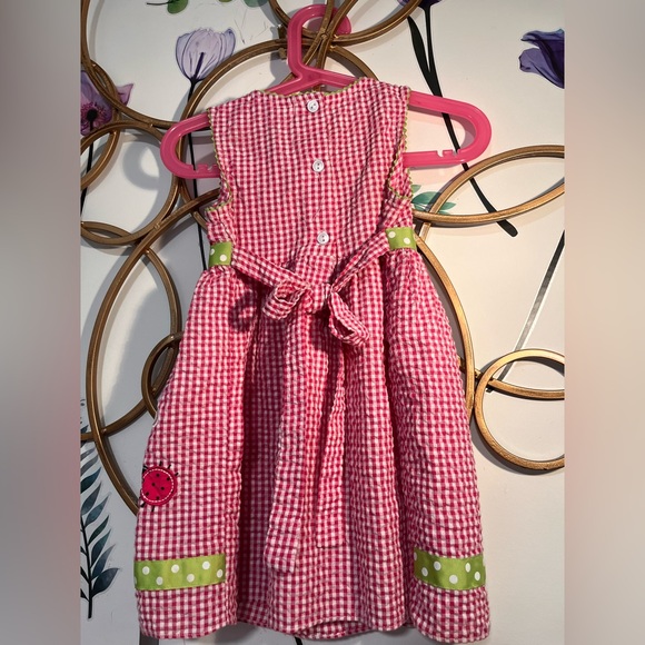 Pink Gingham Dress with Floral Design - Picture 5 of 8